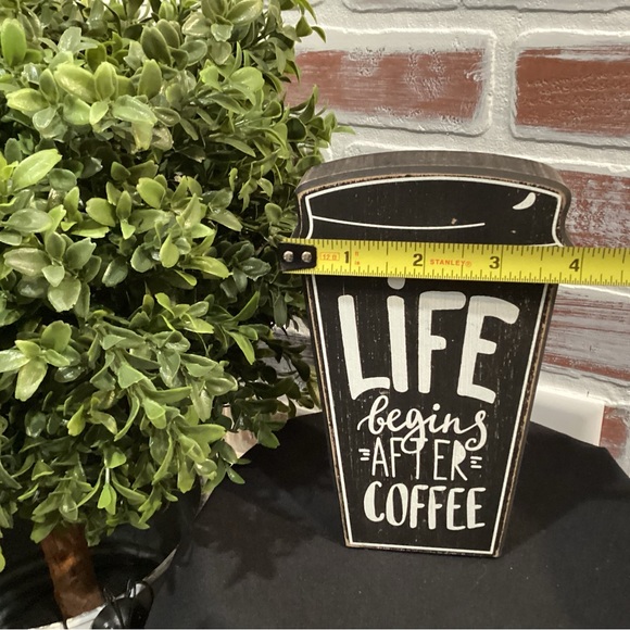 Handcrafted Desk Topper “Life begins After Coffee” sign - Nice Condition - Picture 7 of 7